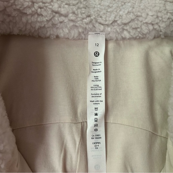 NWT Lululemon Cinchable Fleece Zip-Up Jacket in White Opal - Size 12 - Picture 13 of 14